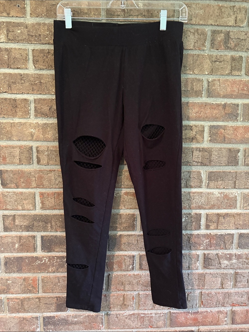torrid Black Leggings with Cutout Mesh Insets